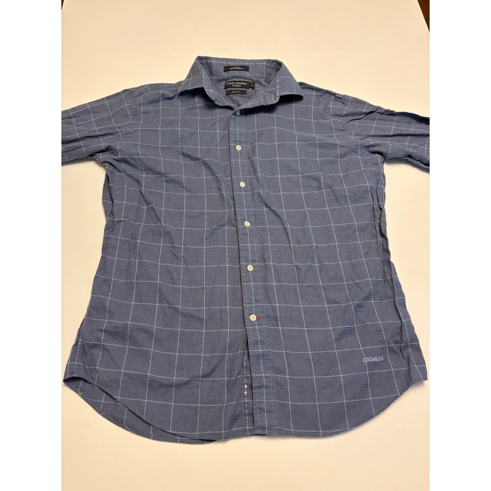Daniel Cremieux Button Down Shirt Mens Large Blue Windowpane Check Classic Fit